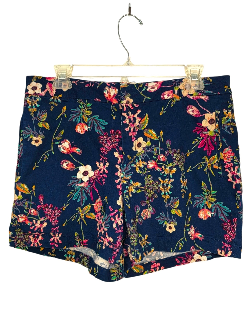 a.n.a Floral Twill Shorts | Women’s Size 16 Short | Navy Multicolor Print